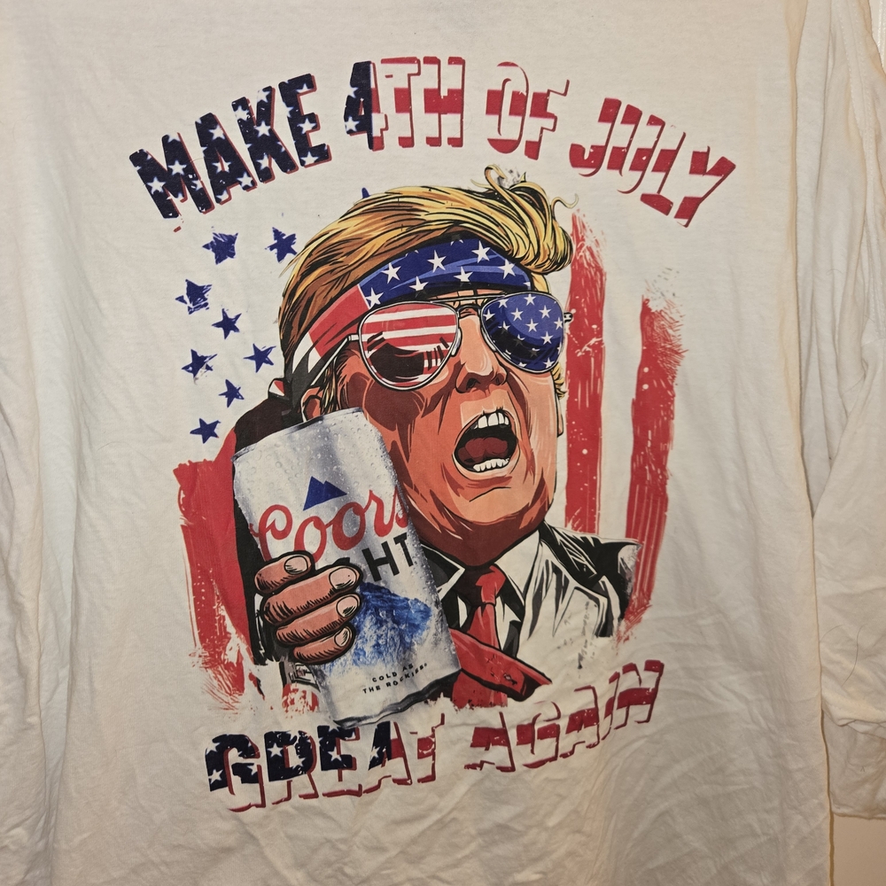 Gildan Men's Long Sleeve Shirt - Red, White, and Blue Graphic